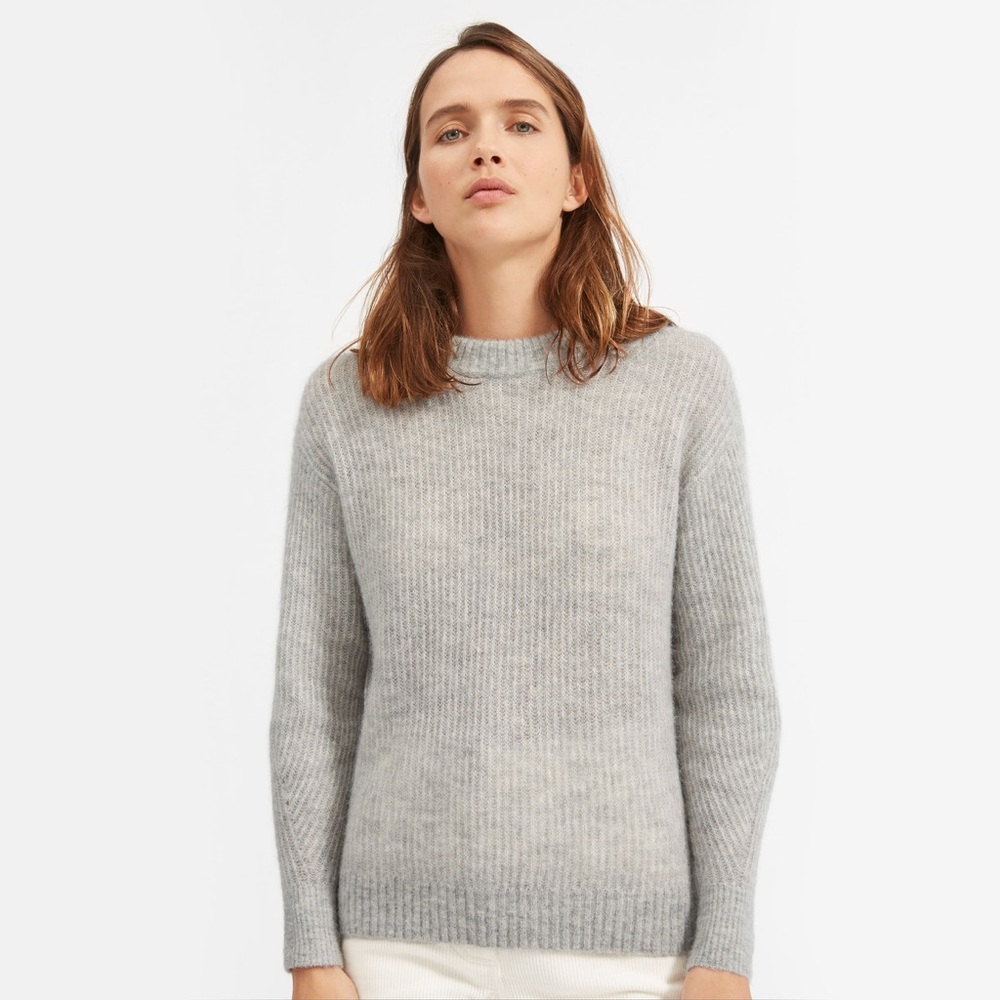 Everlane Oversized Alpaca Crew in Heather Grey